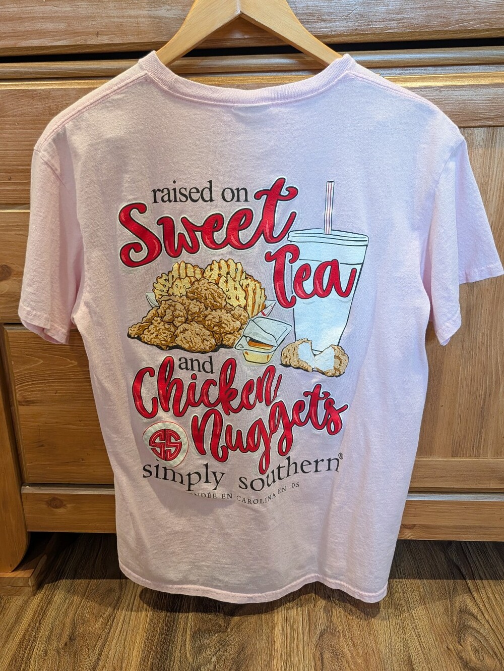 Simply Southern Pink 'Raised on Sweet Tea and Chicken Nuggets' Graphic Tee